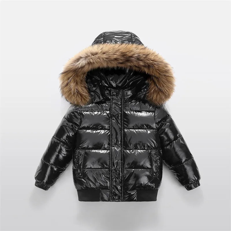 UNITIM Kids Baby Girls Down Jacket Hooded Glossy No-rinse Toddler Boys Down Coat Winter Thicken Warm Newborn Boys Parkas Outwear