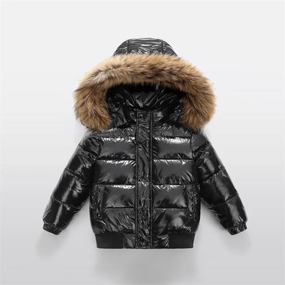 UNITIM Kids Baby Girls Down Jacket Hooded Glossy No-rinse Toddler Boys Down Coat Winter Thicken Warm Newborn Boys Parkas Outwear