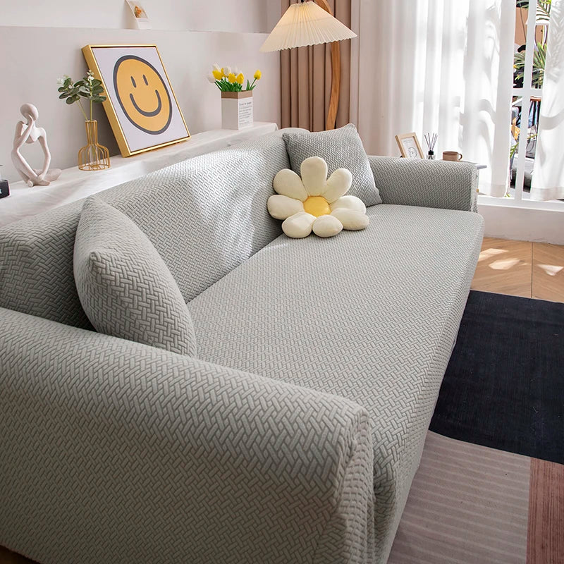 Jacquard Adjustable Elastic Sofa Cover Armchair Protector Corner L Shape Stretch Thick Slipcovers Couch Covers 1/2/3/4/5 Seater