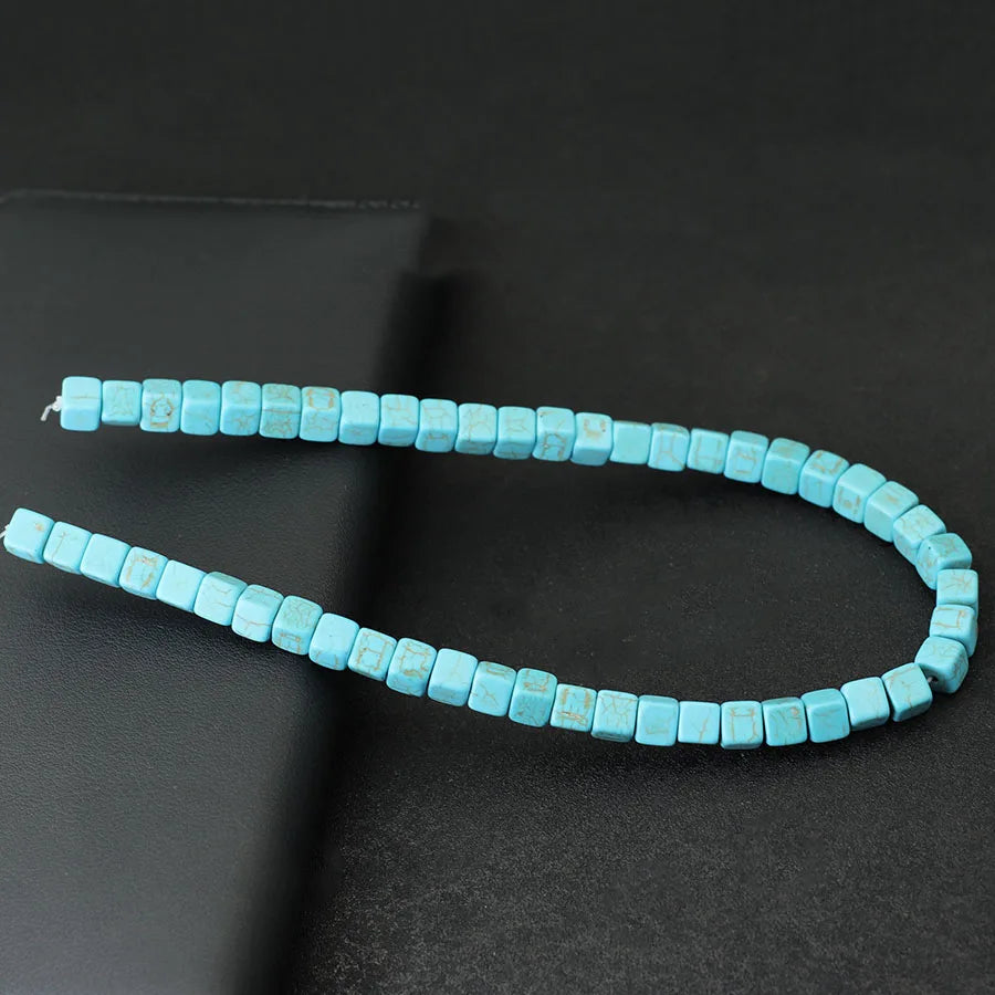 Noter 4/6/8/10mm Real Howlite Stone Beaded For Jewelry Making Square Shape Blue Color Loose Bead DIY Bracelet Necklace Wholesale