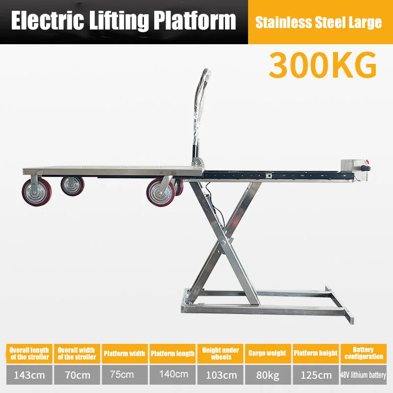 Electric Hydraulic Lithium Battery Lifting Platform Cart Suitable Small Truck Van Lifting Table Small Lifting Table 300/500KG