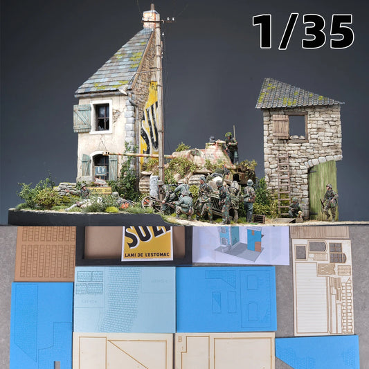 Assembly Architectural Model Sand Table Stone House Europeanizing Architecture Single Building Diorama Scale Model Kit 1/35