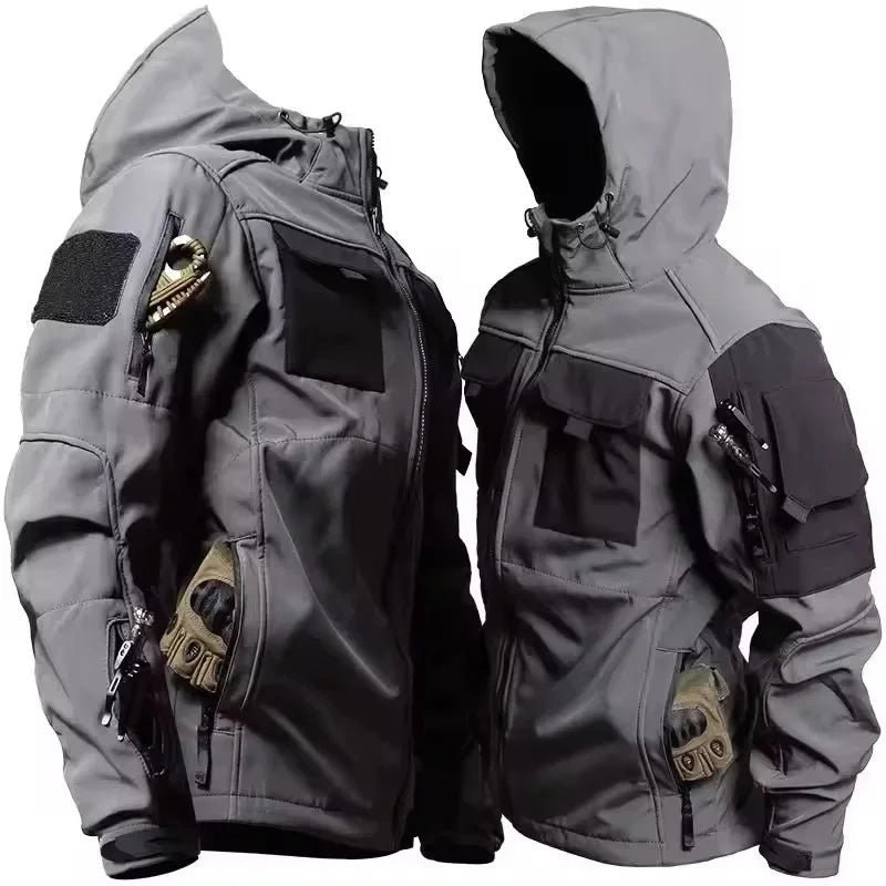 New Autumn WinterTactical Jackets Men Military Soft Shell Waterproof Windproof Hooded Jacket Outdoor Functional Multi-pockets