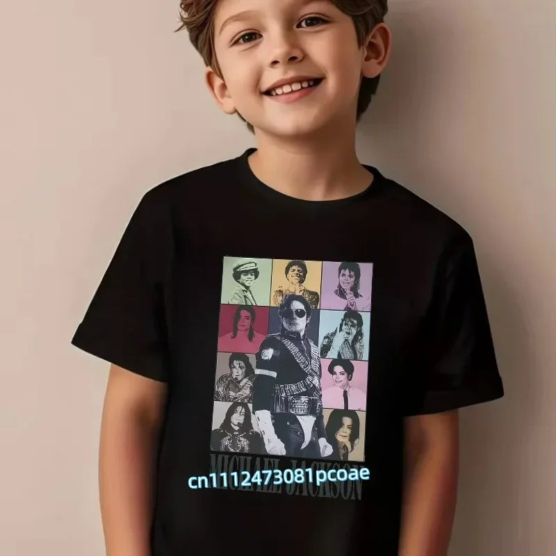 King of Pop Michael Jackson Children T-Shirt Cartoon Cotton Tops Kid Boy Girl MJ Tee Shirts Casual Clothes Birthday Gift 2026