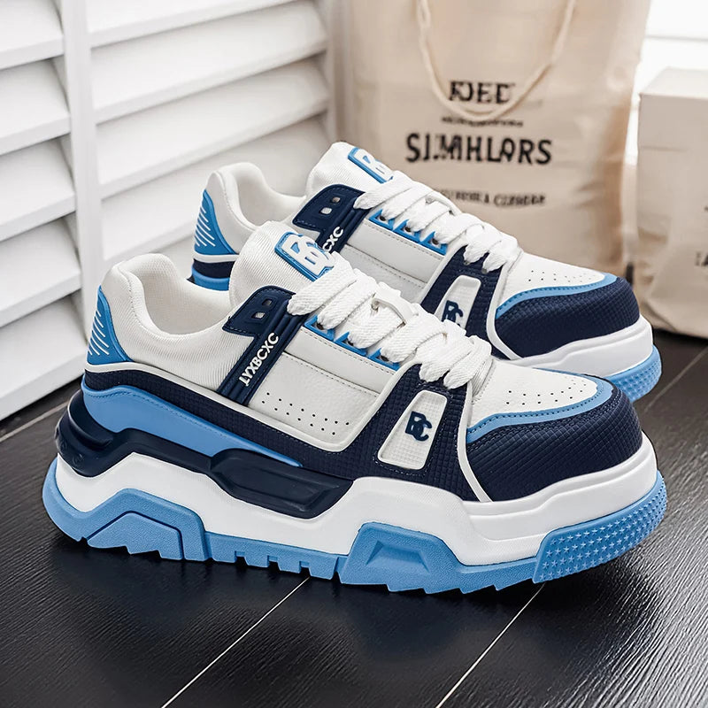 Men's Thick-Soled Height-Increasing Casual Sports Shoes, Low-Top Lace-Up Style, Wear-Resistant Sole, Comfortable and Anti-Slip,