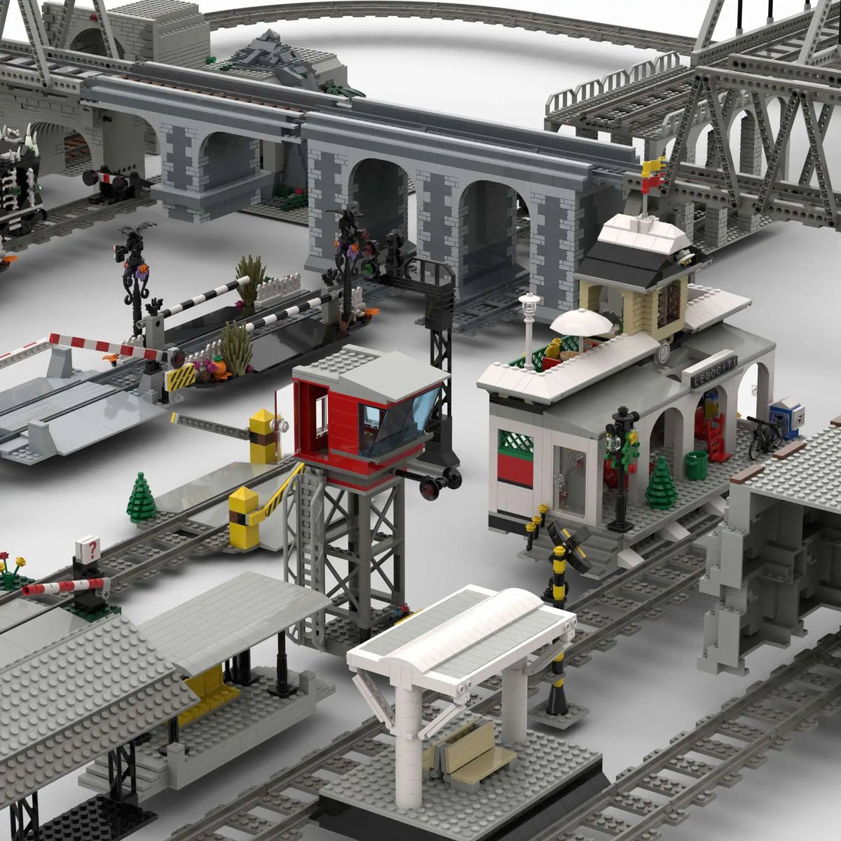 MOC Train Carriage Model, Rail Transport Vehicle, Coal Transport Vehicle, Rail Lift Pole Indicator Light, Train Accessories