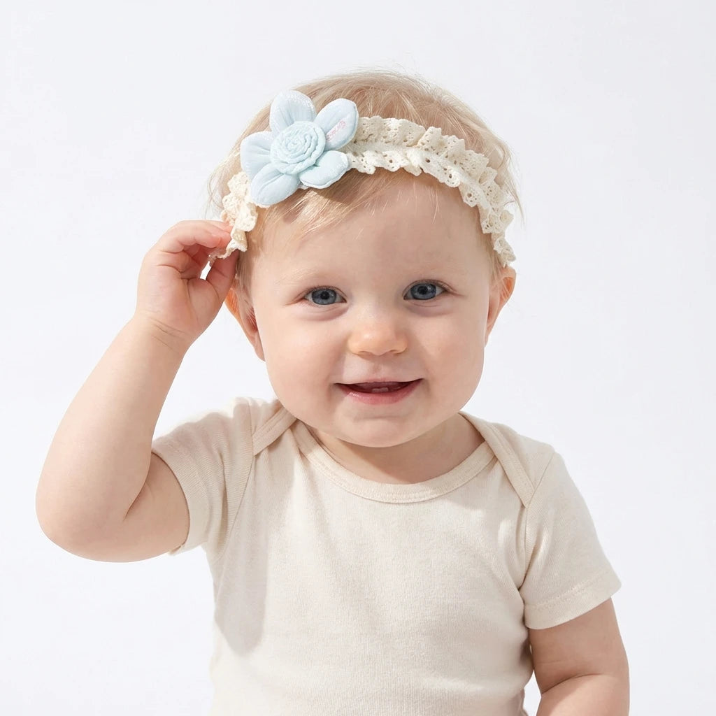 New Baby Hair Accessories Cute Flower Lace Elastic Headband for Infants Children's Fontanelle Protection
