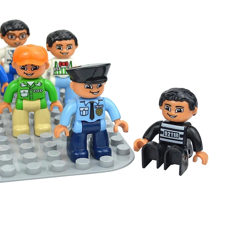 Figures Dolls Big Size Building Blocks Family Action Workers Doctor Police Farmer Compatible Large Bricks Duploes Kid Toys