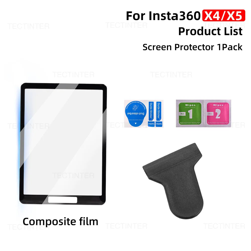 Screen Protector For Insta360 X4 X5 Tempered Glass Film Lens Guard Cap Protective Kit 360°Video Camera Accessores Anti-Scratch