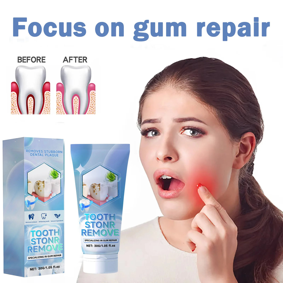 Focus on gum repair, relieve tooth pain, clean and whiten toothpaste