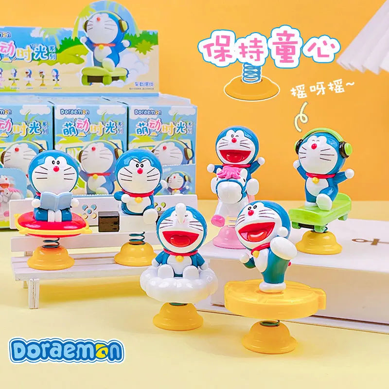 Cartoon cute Doraemon adorable moving time shake car home decor desktop decoration kawaii trendy toy hand-made figure toy gift