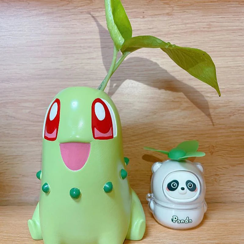 Kawaii Pokemon Chikorita Planter Pot Cartoon Water Culture Flower Pot Desktop Succulent Vase Home Office Decor Fans Perfect Gift
