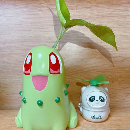 Kawaii Pokemon Chikorita Planter Pot Cartoon Water Culture Flower Pot Desktop Succulent Vase Home Office Decor Fans Perfect Gift