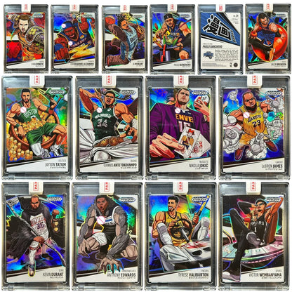 PANINI DIY manga homemade Curry James Doncic Durant Wembanyama Jokic Edwards Morant Textured Rainbow Sparkle Collectible Card