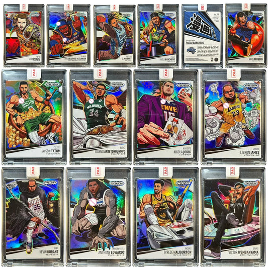PANINI DIY manga homemade Curry James Doncic Durant Wembanyama Jokic Edwards Morant Textured Rainbow Sparkle Collectible Card