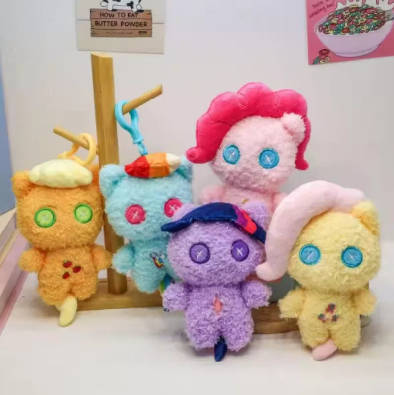 Kawaii My Little Pony Plush Backpack Pendant Keychain Twilight Sparkle Fluttershy Pinkie Pie Cute Bag Decoration Toy Gift