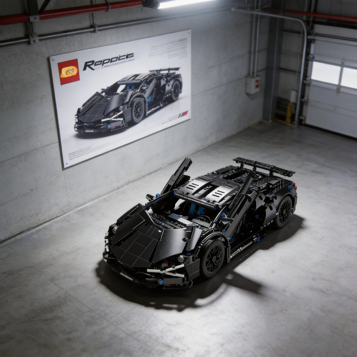 1000Pcs Technology 1:14 Black Supercar Racing Building Blocks Assembled Brick Car Toy Gift for Birthday Present