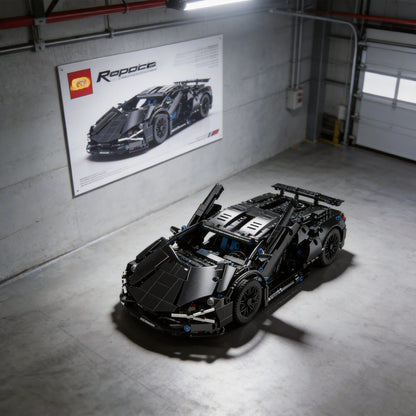 1000Pcs Technology 1:14 Black Supercar Racing Building Blocks Assembled Brick Car Toy Gift for Birthday Present