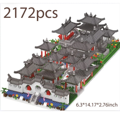 2172PCS Suzhou Garden Building Blocks Chinese Architecture Microparticle Model Educational Toy Christmas Gifts, Birthday Gifts