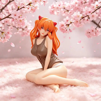 Anime Action Figure Collectible Asuka Langley Soryu Casual Loungewear Sitting Pose Model Desktop Decoration Gift For Anime Fans