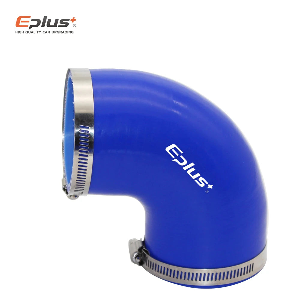 EPLUS Universal 4-Ply 90 DegreesSilicone Silicone Hose Coupler Reinforced Turbo Intake Intercooler Pipe Joiner Adapter Blue Blac