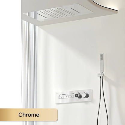 Luxury intelligent digital display brass shower system Black wall mounted design Dual control of cold & hot Hidden bathroom Tap