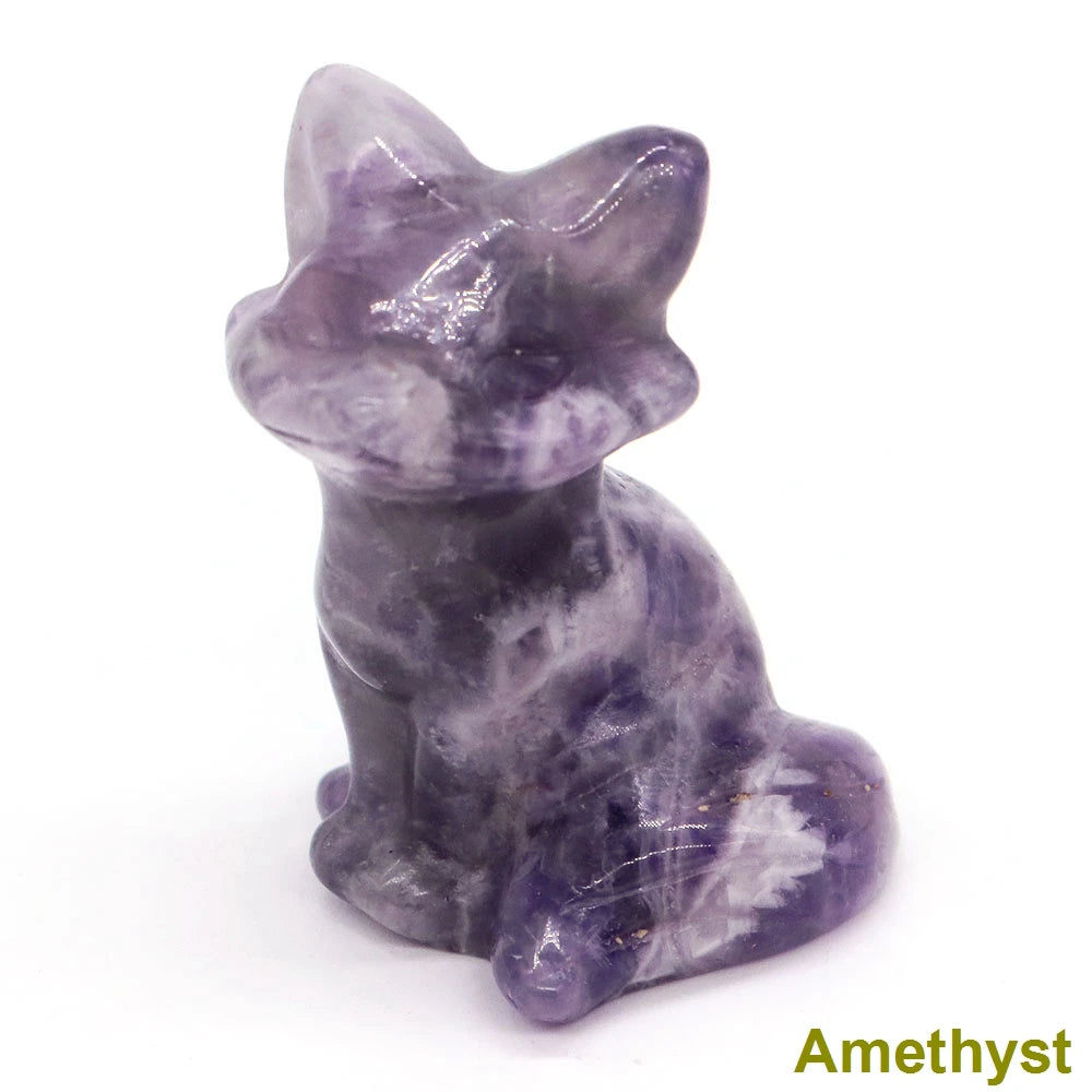 Wholesale Lots 1.5" Fox Statue Natural Stone Crystal Reiki Healing Quartz Gemstone Animal Figurine Crafts Home Decor Gifts