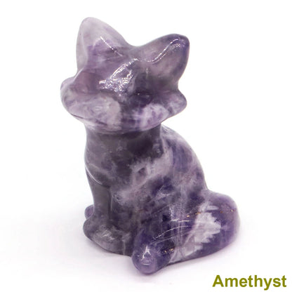 Wholesale Lots 1.5" Fox Statue Natural Stone Crystal Reiki Healing Quartz Gemstone Animal Figurine Crafts Home Decor Gifts