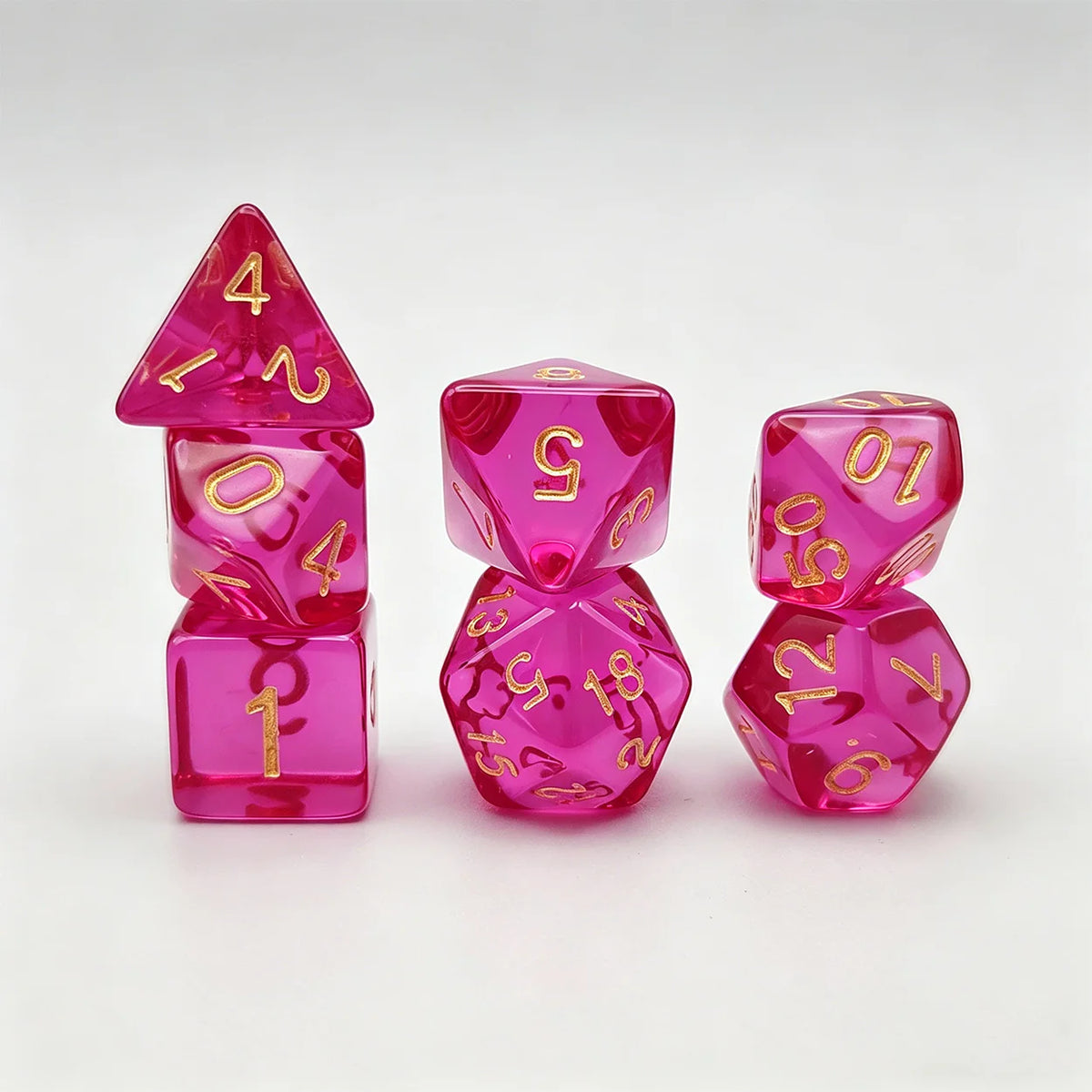 7 pcs Acrylic High-Grade Translucent Gemstone Green Polyhedral Board Game Dice, Classic and Beautiful, Dados