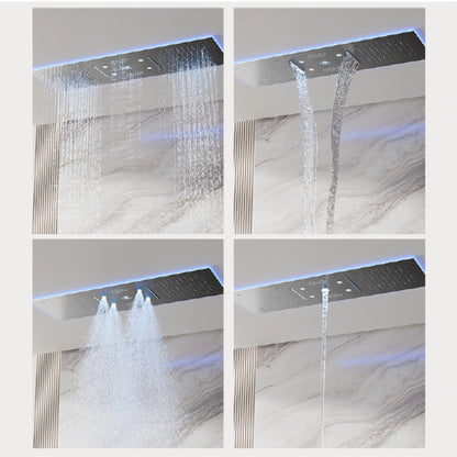 AITANA Luxury Brass Gunmetal LED Display Thermostatic Shower System Bathroom Ceiling Embedded Concealed Giant Curtain Rainfall