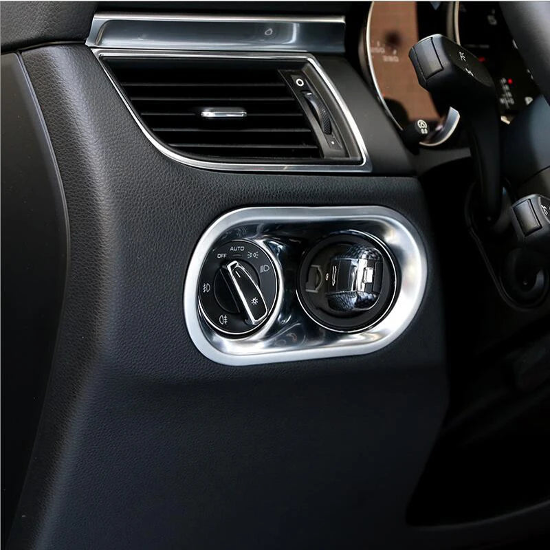 Car Styling Inner Console Headlight Switch Buttons Frame Decorative Cover Trim Strip Stickers For Porsche Macan Auto Accessories