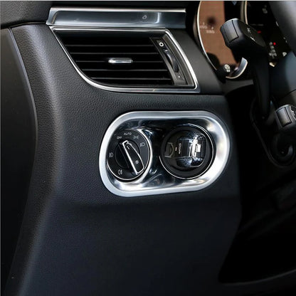 Car Styling Inner Console Headlight Switch Buttons Frame Decorative Cover Trim Strip Stickers For Porsche Macan Auto Accessories