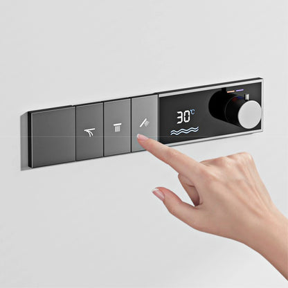 Gunmetal Luxury Brass Built-in Thermostatic Shower System With LED Display Rain&Handheld Wall- Mounted For Bathroom Hot/Cold Tap