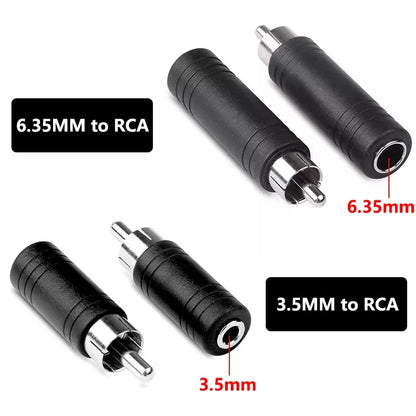 5Pcs Stereo 1/4" Male Plug to RCA Female Jack 6.35mm 3.5mm Audio Mono Adapter Connector Conversion Plug TS for Home KTV
