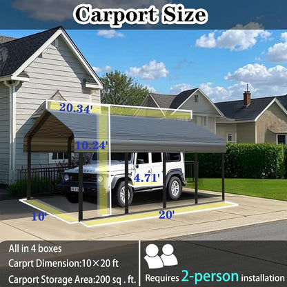 Heavy Duty Metal Galvanized Steel Carport Extra Large Canopy Shelter Customized For Dual Vehicle RV Outdoor Car Storage Yard