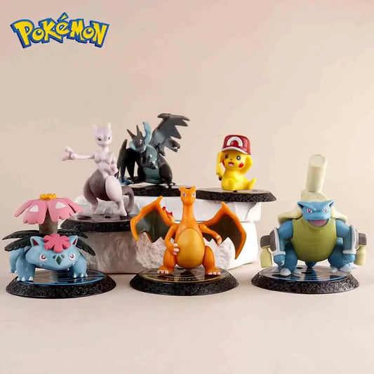 Pokemon 6Pcs Figure Pikachu 6-7cm Anime Figure Charizard Blastoise Squirtle Bulbasaur Action Figures Model Toys Gifts