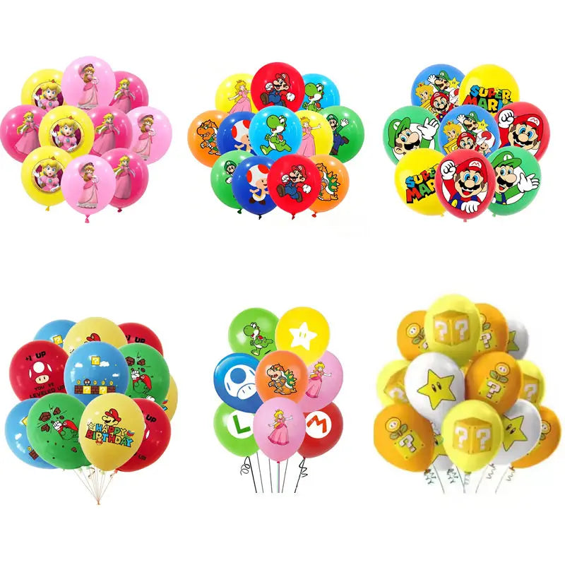 Set Luigi Mushroom Yellow Question Mark Latex Balloons Mario Balloon Set Peach Princess Happy Birthday Party Decoration Supply
