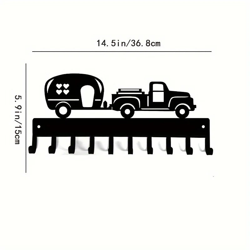 Black Racing Car Metal Wall Art Key Holder, Waterproof Rustproof Heavy Duty for Home Garage Decor Gift