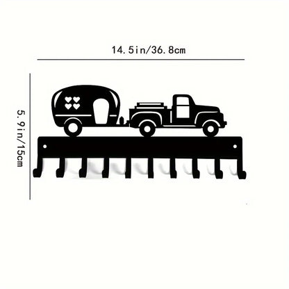 Black Racing Car Metal Wall Art Key Holder, Waterproof Rustproof Heavy Duty for Home Garage Decor Gift