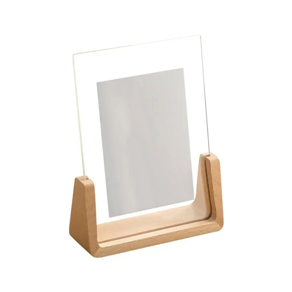 1PC Walnut/Beech Creative Photo Frame Acrylic U Shape Transparent Frame Desktop Wood Wedding Pictures Frame Office Decor