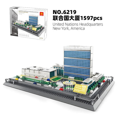 WANGE City Architecture Sydney Opera Santorini Building Blocks Chamartin Stadium Mosque Assembled Model Collection Toys For Gift