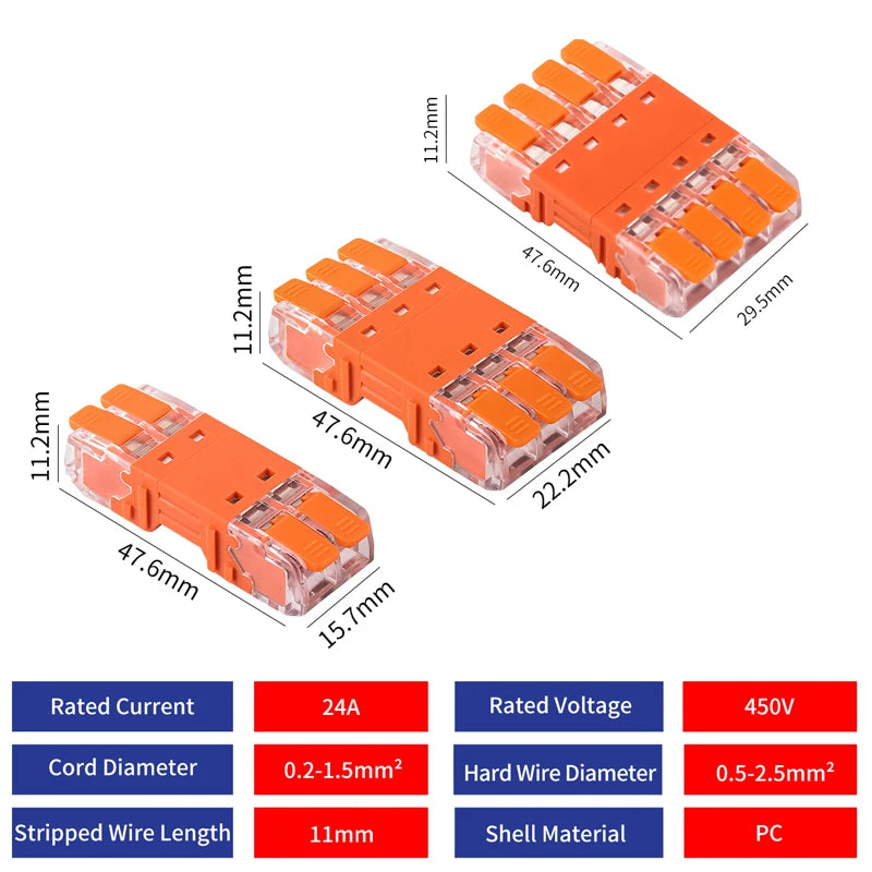 JINH CMK64 Splicing Electrical Plug Connect Disconnect Quick Lever Wiring 2/3/4P for Compact Male Female Terminals Blocks