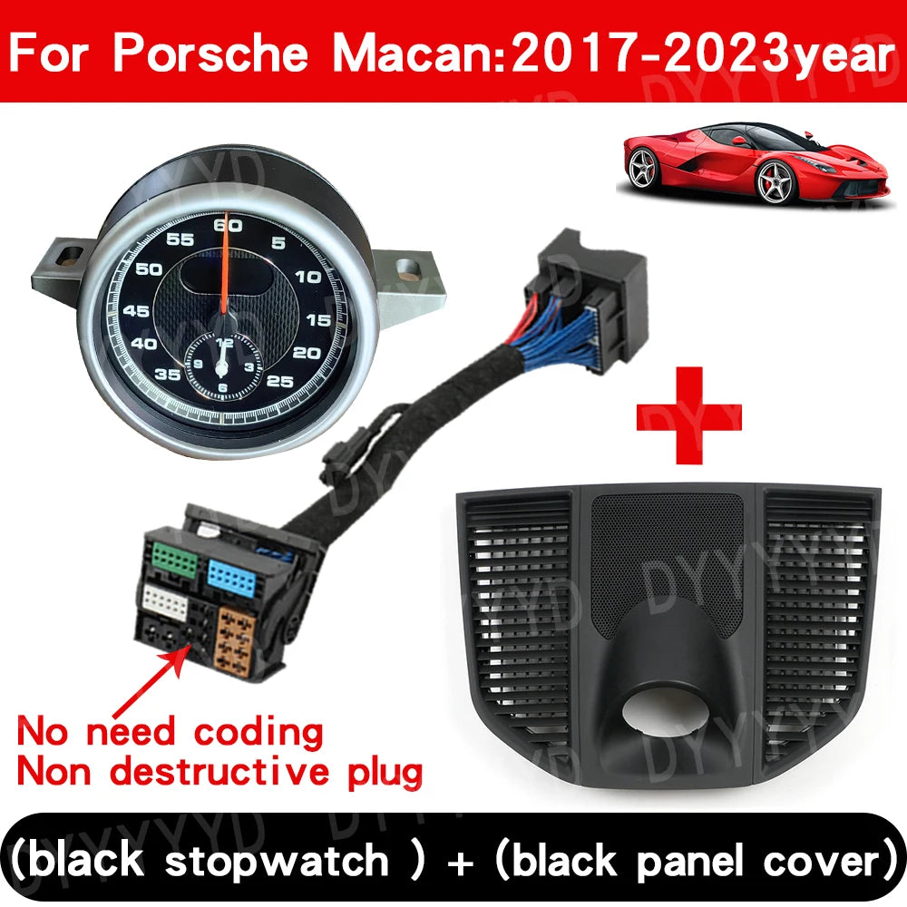 For Porsche Macan 95B 2014-2023 Stopwatch Compass Chrono Clock Watch Instrument Panel Cover Car Interior Dashboard Accessories