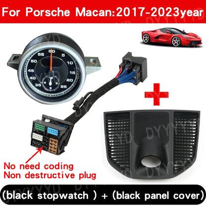 For Porsche Macan 95B 2014-2023 Stopwatch Compass Chrono Clock Watch Instrument Panel Cover Car Interior Dashboard Accessories