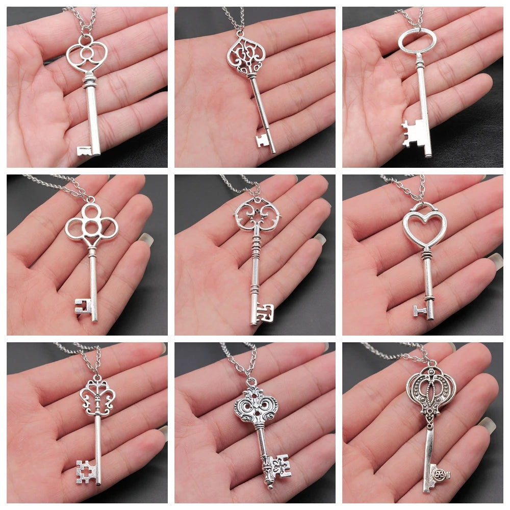 Vintage Big Key Pendant Long Chain Necklace For Women Girl Birthday Gift Enter University Gift Costume Jewellery Necklace
