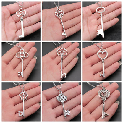 Vintage Big Key Pendant Long Chain Necklace For Women Girl Birthday Gift Enter University Gift Costume Jewellery Necklace