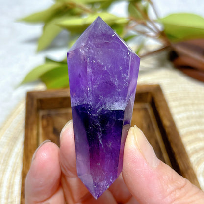 Natural Crystal Two Color Amethyst Double Point Tower Healing Rainbow High Quality Gemstones Energy Home Decorations Gift