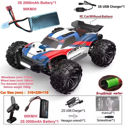 90KM/H Brushless RC Car 4WD Big Electric High Speed Off-Road Climbing Remote Control Drift Car Vehical Truck RC Racing Car Toys