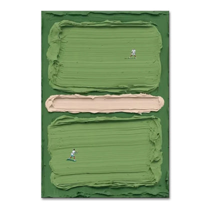 Mintura,Handpaintd Abstract Texture Green Tennis Court Oil Painting on Canvas,Modern 3D Knife Art Poster,Wall Picture,Home Decor