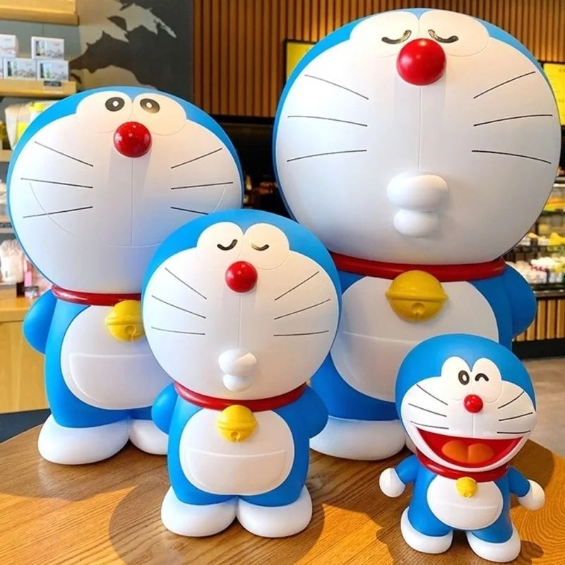 Large Size Doraemon Action Figures Toys Anime Kawaii Piggy Bank Ornament Figurines Decor Pvc Model Toy Statue Kid Birthday Gifts